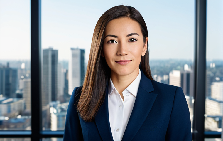 Modern Office Portrait**

Prompt: A professional businesswoman in a tailored navy blue business suit, standing confidently in a modern office with large windows overlooking a cityscape, fully clothed, appropriate attire, safe for work, perfect anatomy, natural proportions, professional corporate photography, high quality, crisp details, bright and clean lighting.

**