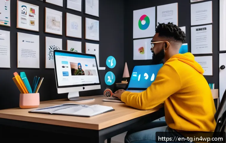 숏폼 콘텐츠의 크로스 플랫폼 활용 방안 - A modern digital content creator workspace featuring multiple screens showing different social media...
